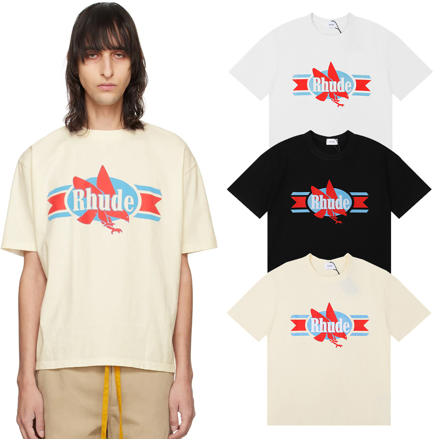 Streetwear Brand Popular - تي شيرت قطني فضفاض برقبة دائرية