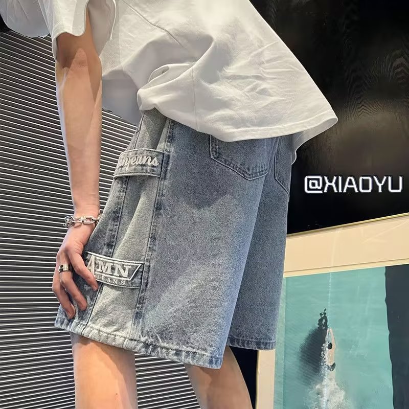 Streetwear Brand Popular - جينز قصير للرجال للاستخدام اليومي، رقيق