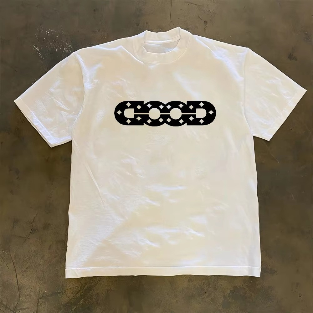 Streetwear Brands Logo - تي شيرت قطني أبيض بشعار GOOD